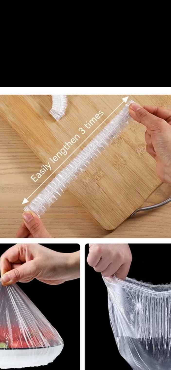 100pcs Disposable Food Cover Bags Plastic Bags For Fruit Vegetable Fresh-Keeping Food Packaging Bags Kitchen Accessories,Disposable Food-Grade Plastic Wrap Covers, Suitable for Fridge, Kitchenware & Leftovers/Fruits, Food Storage, Fridge Organization,