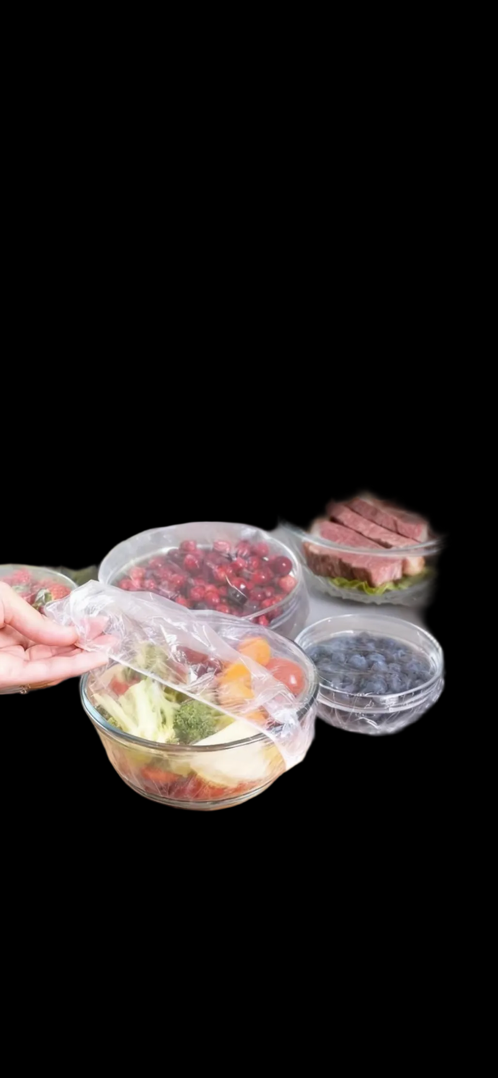 100pcs Disposable Food Cover Bags Plastic Bags For Fruit Vegetable Fresh-Keeping Food Packaging Bags Kitchen Accessories,Disposable Food-Grade Plastic Wrap Covers, Suitable for Fridge, Kitchenware & Leftovers/Fruits, Food Storage, Fridge Organization,