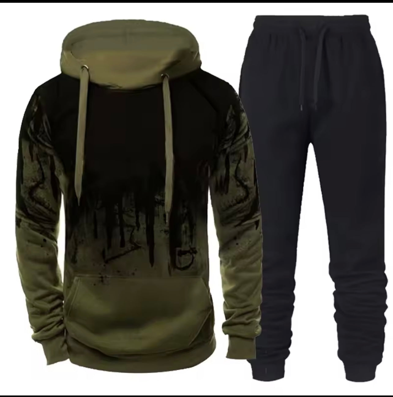 New Trendy Printed Hoodie Set for Men, Featuring a Large Size Hooded Sweatshirt Perfect for Autumn And Winter Casual Sports, Plus Size