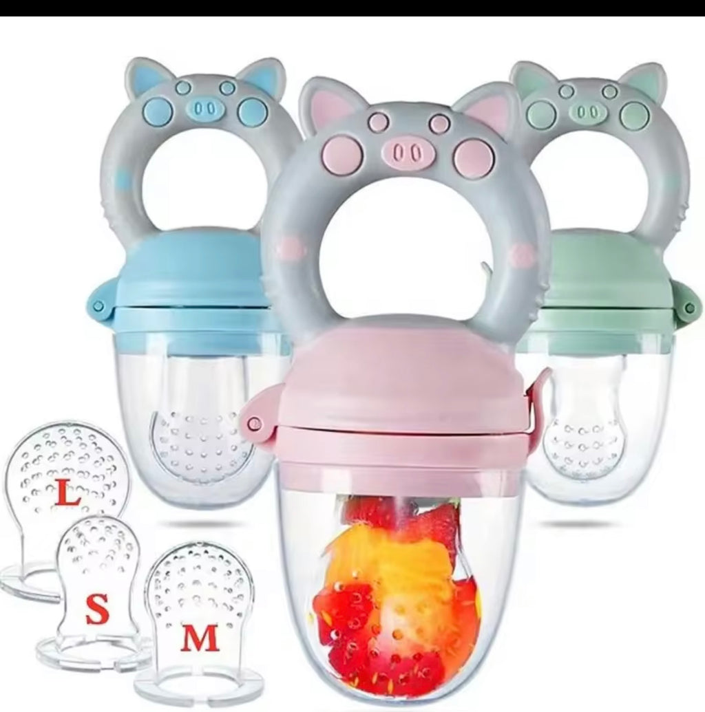 Cute Pig Newborn Baby Fresh Food Feeder Baby Food Mills Fruit Feeder Pacifier Training To Eat Fruit Grinding Stick Food Bag