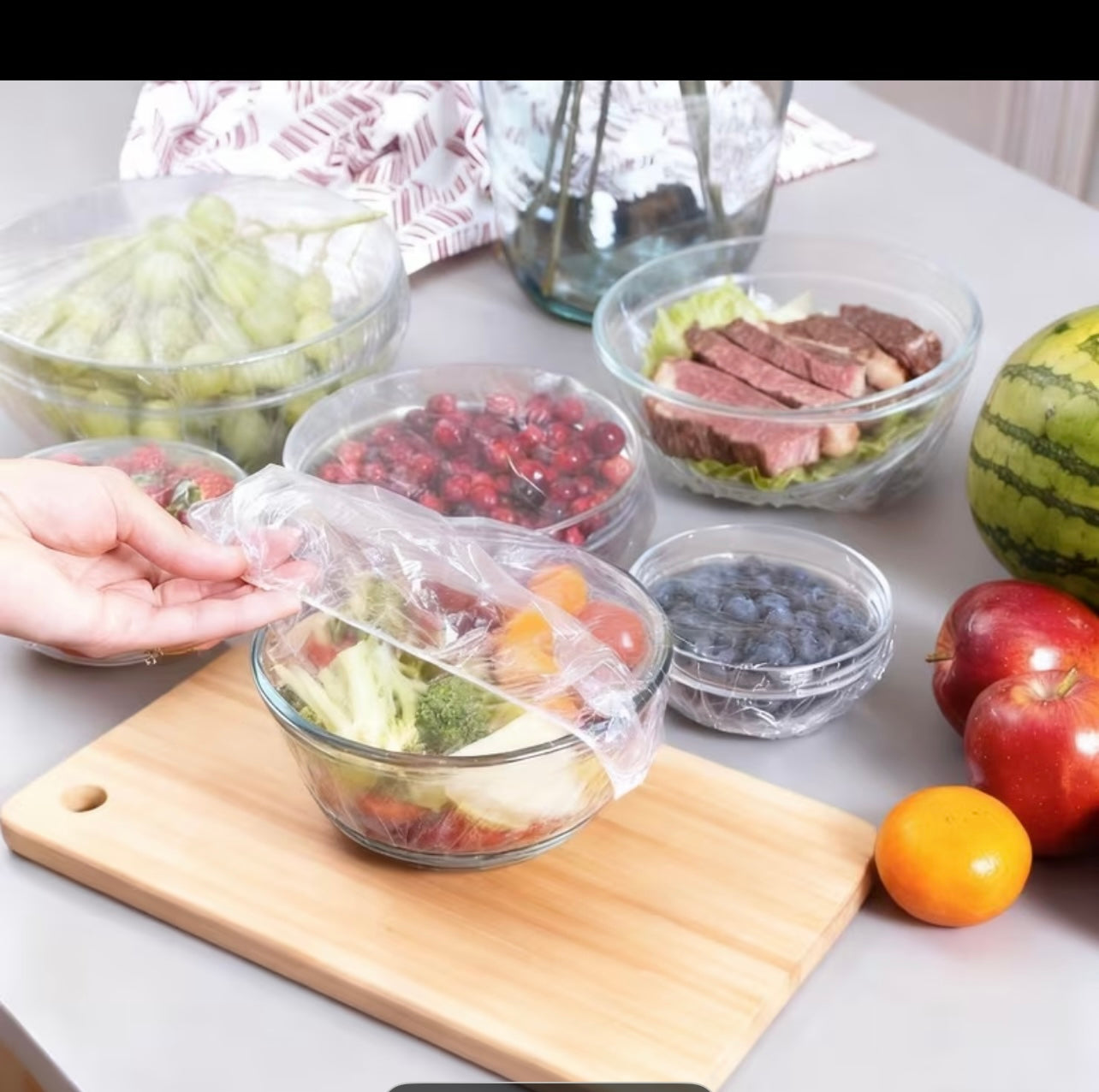 100pcs Disposable Food Cover Bags Plastic Bags For Fruit Vegetable Fresh-Keeping Food Packaging Bags Kitchen Accessories,Disposable Food-Grade Plastic Wrap Covers, Suitable for Fridge, Kitchenware & Leftovers/Fruits, Food Storage, Fridge Organization,