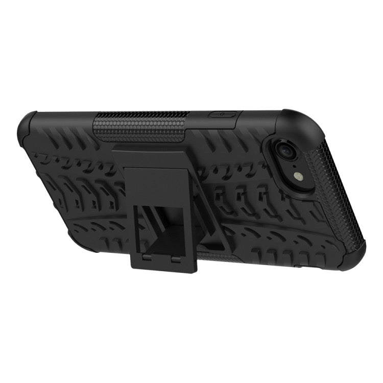 For iPhone SE 2022 / SE 2020 Tire Texture Shockproof TPU+PC Protective Case with Holder
