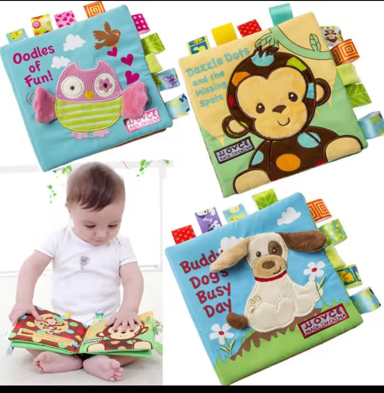 Cloth Books Toys for Newborns Animal Style Monkey Dog Cloth Books Baby Learning Educational Fabric Book Kids Sensory Infant Toys