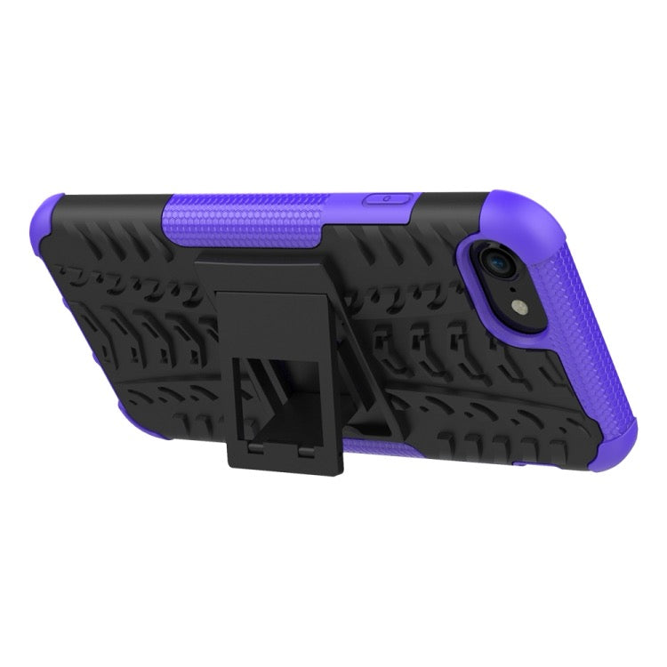For iPhone SE 2022 / SE 2020 Tire Texture Shockproof TPU+PC Protective Case with Holder