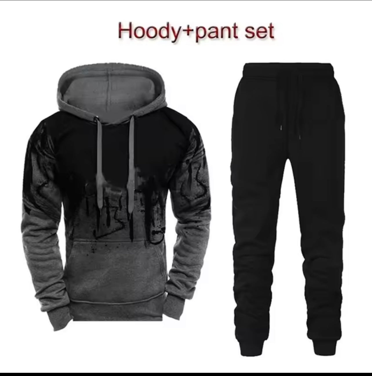 New Trendy Printed Hoodie Set for Men, Featuring a Large Size Hooded Sweatshirt Perfect for Autumn And Winter Casual Sports, Plus Size