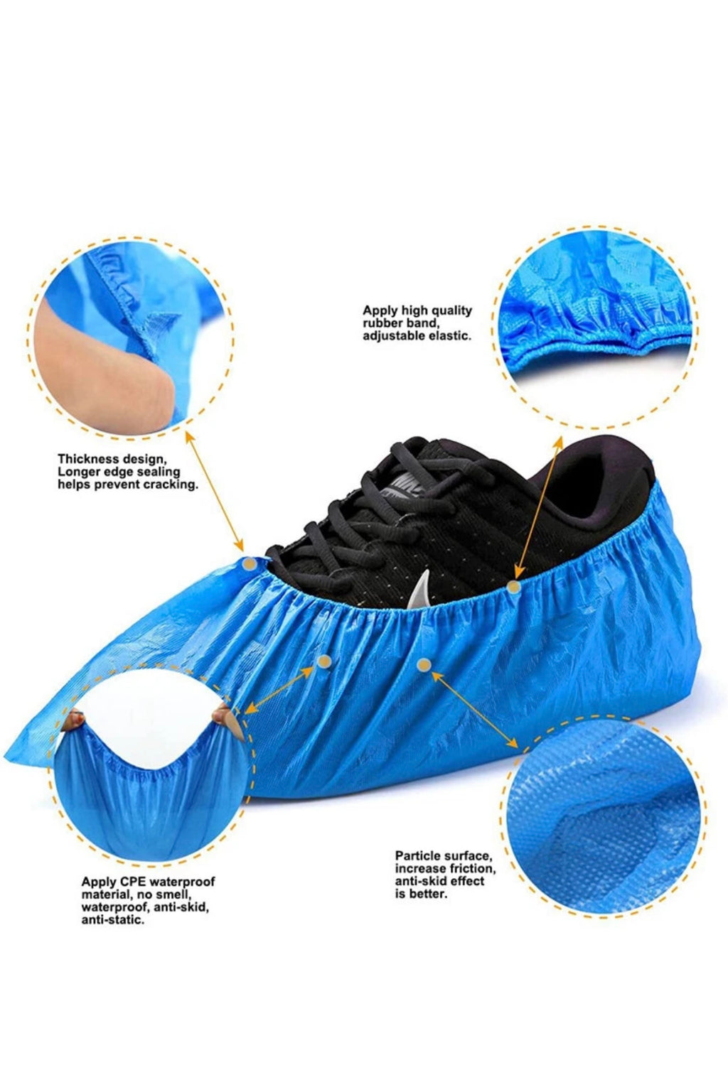 200 Pack Disposable Shoe Covers Sneaker Boot Covers White Shoe Protectors Non Slip Durable Shoe Booties Cover One Size(White)
