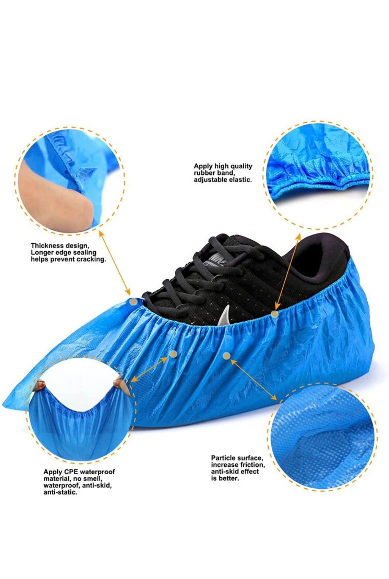 200 Pack Disposable Shoe Covers Sneaker Boot Covers White Shoe Protectors Non Slip Durable Shoe Booties Cover One Size(White)