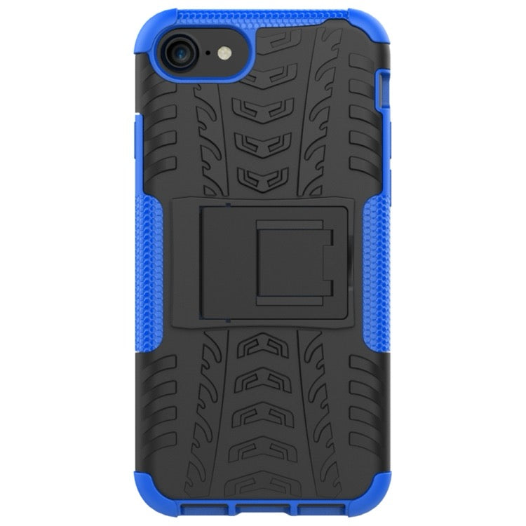 For iPhone SE 2022 / SE 2020 Tire Texture Shockproof TPU+PC Protective Case with Holder