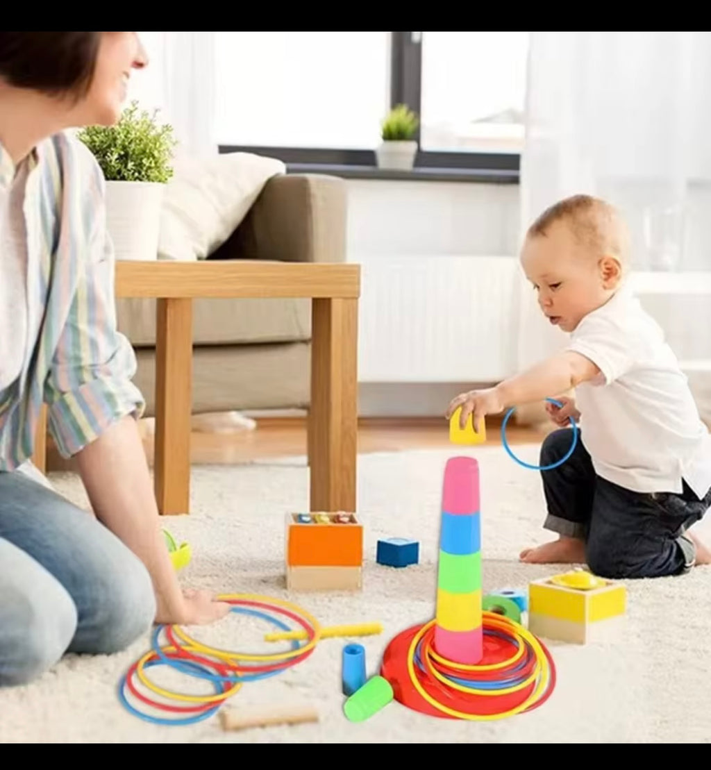 Children Outdoor Fun & Toy Sports Circle Ferrule Stacked Layers Game Parent-Child Interactive Ferrule Throwing Game Kids