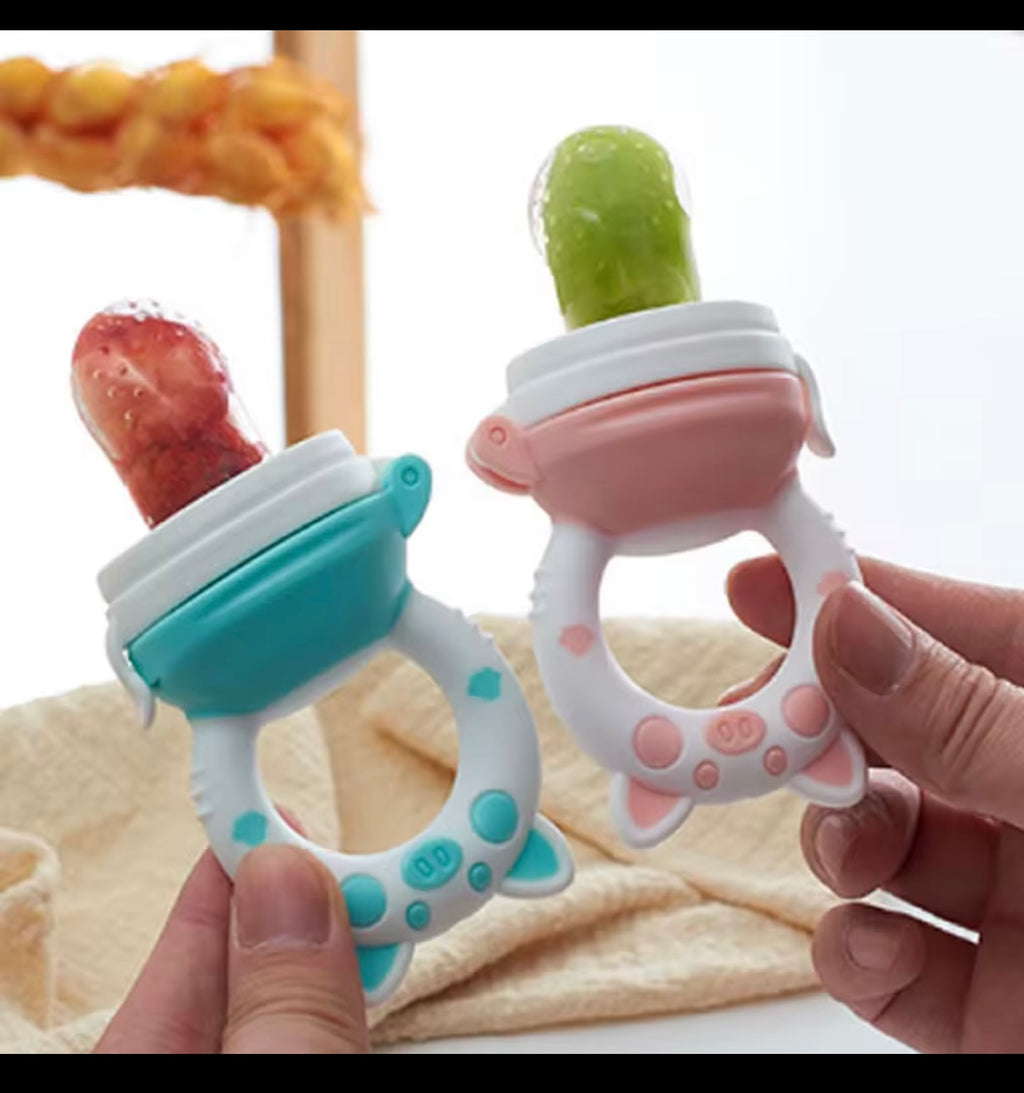 Cute Pig Newborn Baby Fresh Food Feeder Baby Food Mills Fruit Feeder Pacifier Training To Eat Fruit Grinding Stick Food Bag