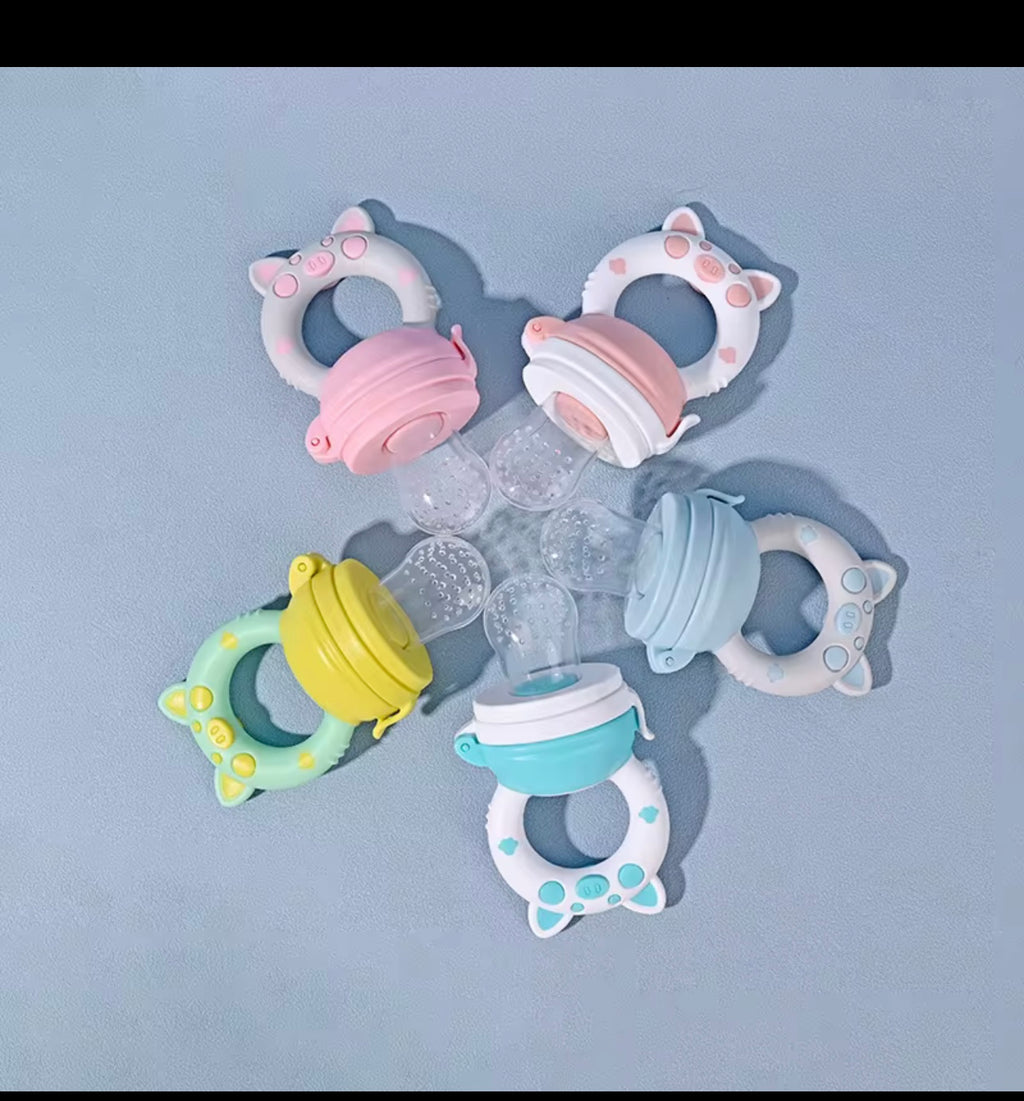 Cute Pig Newborn Baby Fresh Food Feeder Baby Food Mills Fruit Feeder Pacifier Training To Eat Fruit Grinding Stick Food Bag
