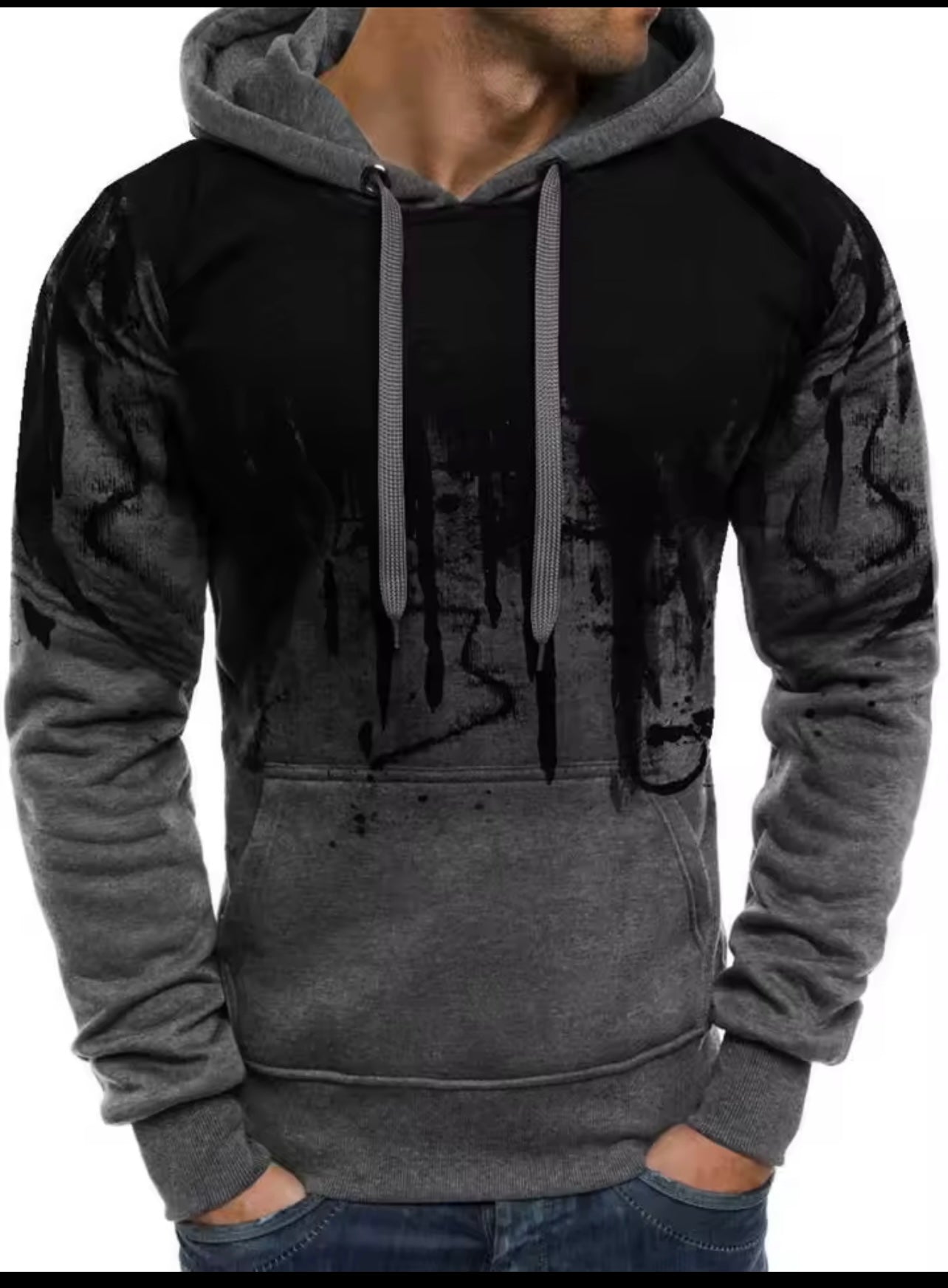 New Trendy Printed Hoodie Set for Men, Featuring a Large Size Hooded Sweatshirt Perfect for Autumn And Winter Casual Sports, Plus Size
