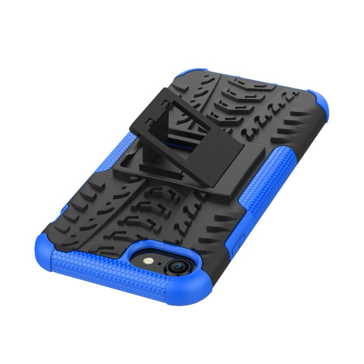 For iPhone SE 2022 / SE 2020 Tire Texture Shockproof TPU+PC Protective Case with Holder