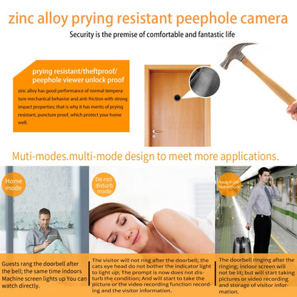 W8-S 2.4 inch Screen 2.0MP Security Camera No Disturb Peephole Viewer, Support TF Card