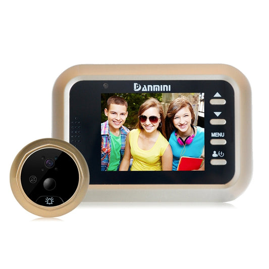 Danmini Q8 2.4 inch Color Screen 1.0MP Security Camera No Disturb Peephole Viewer, Support TF Card (32GB Max) / Night Vision / PIR Motion Detection(Gold), Q8