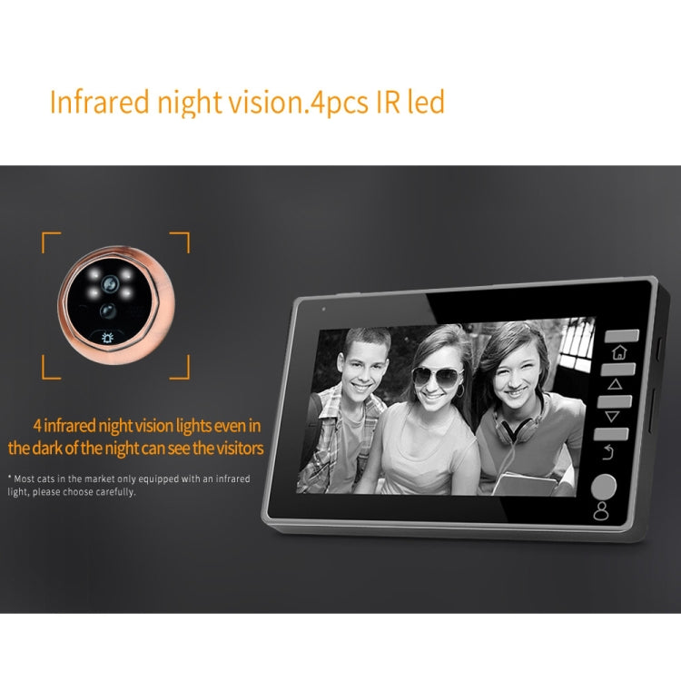 45CHD-M 4.5 inch Screen 3.0MP Security Camera No Disturb Peephole Viewer, Support TF Card / Night Vision / Video Recording / Motion Detection, 45CHD-M