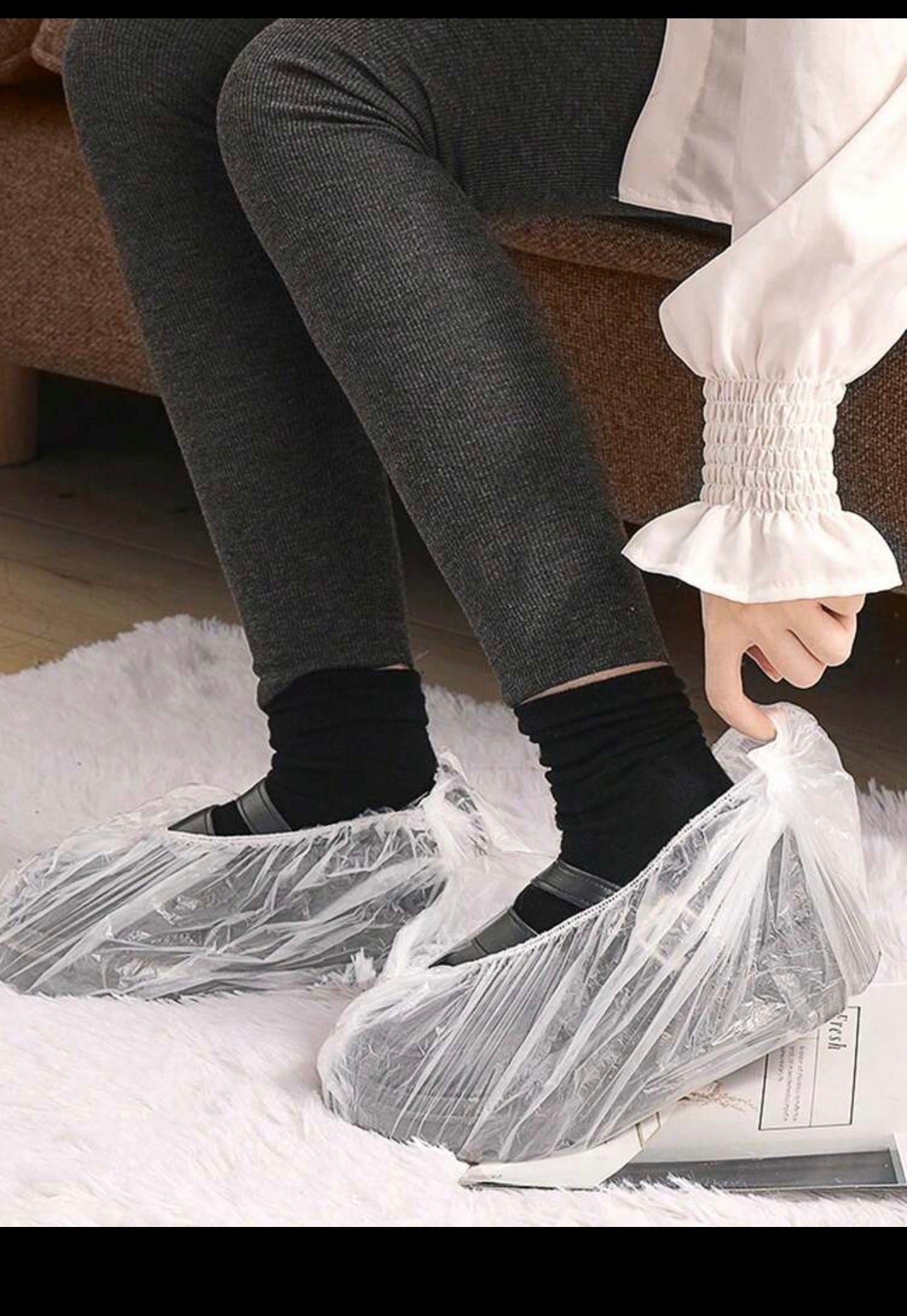 100 Pack Disposable Shoe Covers Sneaker Boot Covers White Shoe Protectors Non Slip Durable Shoe Booties Cover One Size(White)