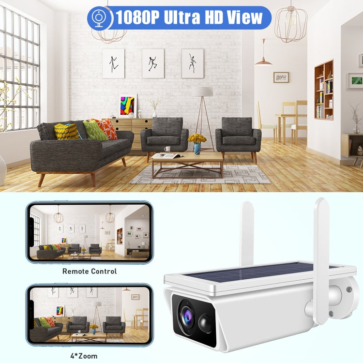 T13-2 1080P HD Solar Powered 2.4GHz WiFi Security Camera without Battery, Support Motion Detection, Night Vision, Two Way Audio, TF Card, T13-2 without Battery