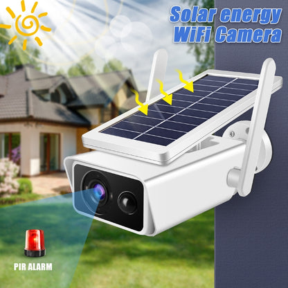 T13-2 1080P HD Solar Powered 2.4GHz WiFi Security Camera with Battery, Support Motion Detection, Night Vision, Two Way Audio, TF Card, T13-2 with Battery