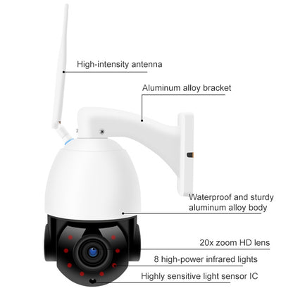 QX5 4G (US Version) 2.0 Million Pixels 1080P HD 20X Zoom Dome Smart Camera, Support Infrared Night Vision / Motion Detection / Voice Intercom / TF Card, US Plug, 4G US Version