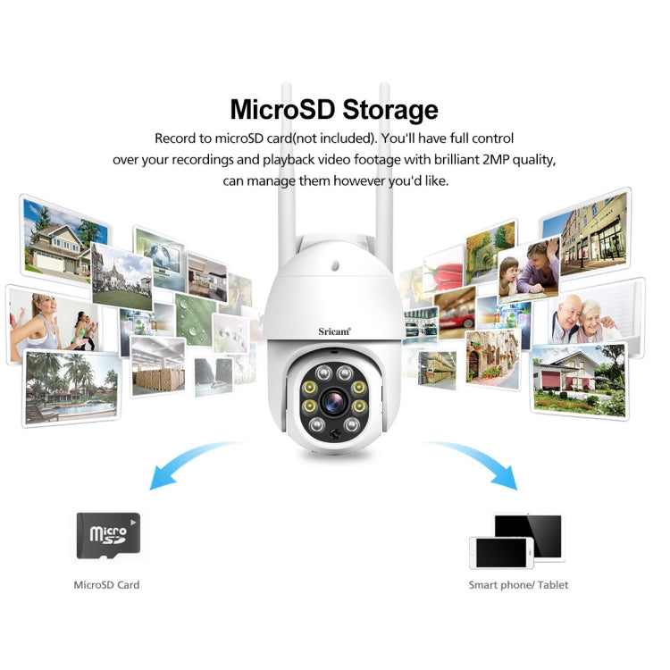 Sricam SP028 1080P HD Outdoor PTZ Camera, Support Two Way Audio / Motion Detection / Humanoid Detection / Color Night Vision / TF Card, US Plug, SP028 AU Plug, SP028 EU Plug, SP028 UK Plug, SP028 US Plug