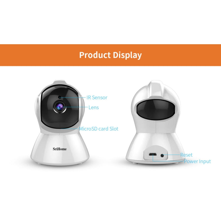 SriHome SH025 2.0 Million Pixels 1080P HD AI Auto-tracking IP Camera, Support Two Way Audio / Motion Tracking / Humanoid Detection / Night Vision / TF Card, AU Plug, SH025