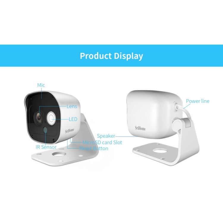 SriHome SH029 3.0 Million Pixels 1296P HD AI Camera, Support Two Way Talk / Motion Detection / Humanoid Detection / Night Vision / TF Card, AU Plug, SH029