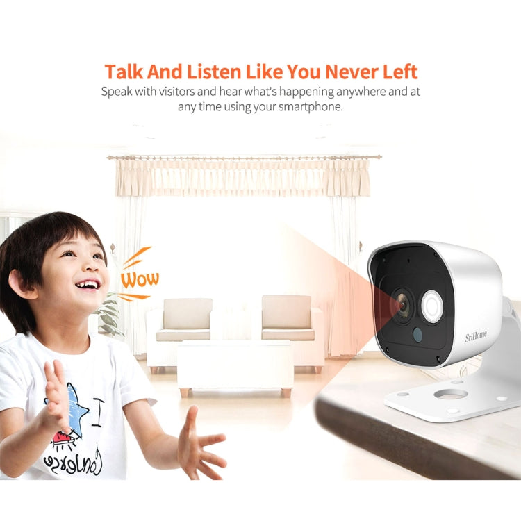 SriHome SH029 3.0 Million Pixels 1296P HD AI Camera, Support Two Way Talk / Motion Detection / Humanoid Detection / Night Vision / TF Card, AU Plug, SH029