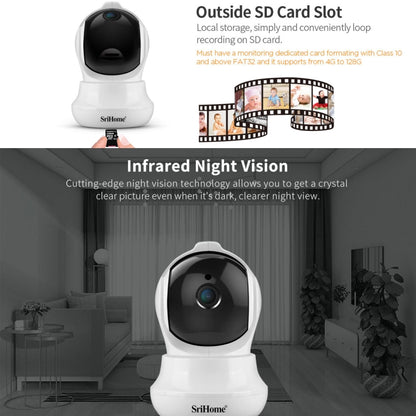 SriHome SH020 3.0 Million Pixels 1296P HD AI IP Camera, Support Two Way Talk / Auto Tracking / Humanoid Detection / Night Vision / TF Card, AU Plug, SH020