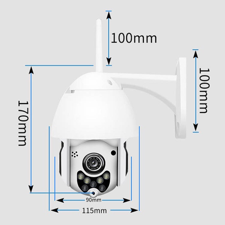 Wireless Surveillance Camera HD PTZ Home Security Outdoor IP66 Waterproof Network Dome Camera, Support Night Vision & Motion Detection & TF Card, US Plug, 2.0 MP