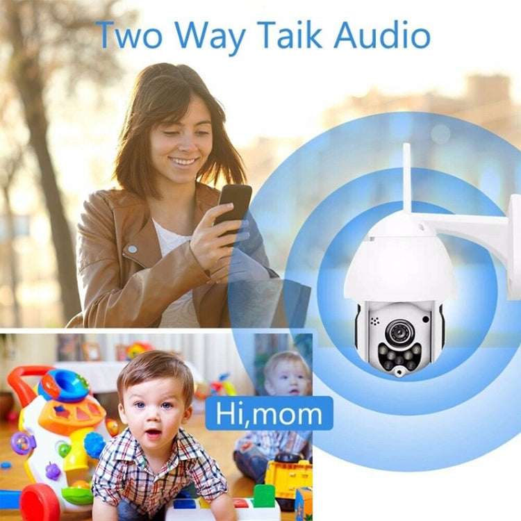 Wireless Surveillance Camera HD PTZ Home Security Outdoor IP66 Waterproof Network Dome Camera, Support Night Vision & Motion Detection & TF Card, US Plug, 2.0 MP