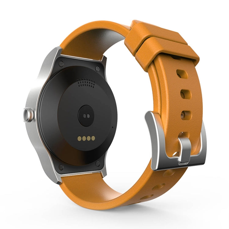 SMA-Round 1.28 inch Color Touch Screen Bluetooth Smart Watch, Waterproof, Support Voice Control / Heart Rate Monitor / Sleep Monitor / Bluetooth Camera, Compatible with Android and iOS System, SMA-Round/Orange Leather Strap, SMA-Round/Silver Leather Strap