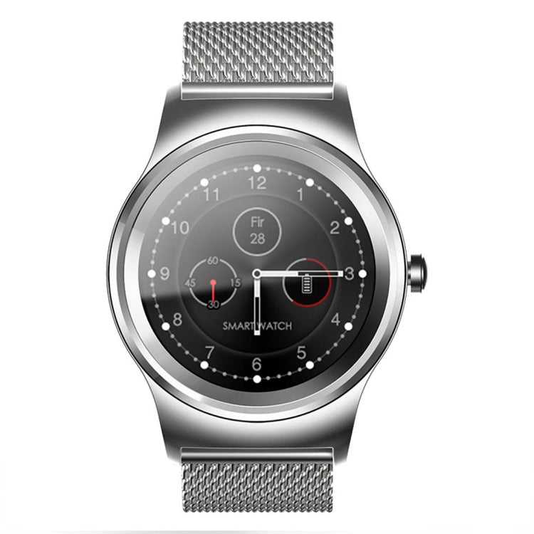 SMA-Round 1.28 inch Color Touch Screen Bluetooth Smart Watch, Waterproof, Support Voice Control / Heart Rate Monitor / Sleep Monitor / Bluetooth Camera, Compatible with Android and iOS System, SMA-Round/Orange Leather Strap, SMA-Round/Silver Leather Strap
