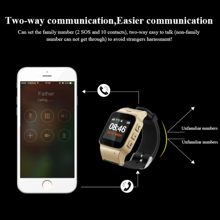 D99+ 1.22 inch HD LCD Screen GPS Smartwatch for the Elder Waterproof, Support GPS + LBS + WiFi Positioning / Two-way Dialing / Voice Monitoring / One-key First-aid / Wrist off Alarm / Safety Fence, D99+ Black, D99+ Rose Gold, D99+ Silver