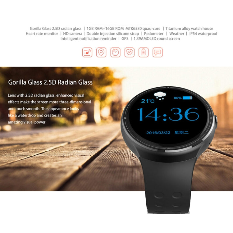 Z10 400*400 Pixel AMOLED 1.39 Inch Round Touch Screen Display Smart Watch, IP54 Waterproof, Support Pedometer / Heart Rate Monitor / GPS Navigation / Notification Remind / Call Reminder / Camera Remote Control / Calories Burned, Support Android 5.1