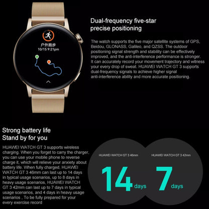 HUAWEI WATCH GT 3 Smart Watch 42mm Rubber Wristband, 1.32 inch AMOLED Screen, Support Heart Rate Monitoring / GPS / 7-days Battery Life / NFC, GT 3 42mm Black