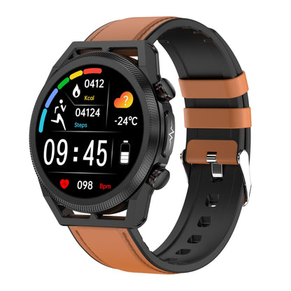 ET310 1.39 inch IPS Screen IP67 Waterproof Leather Band Smart Watch, Support Body Temperature Monitoring / ECG, ET310