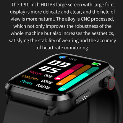 ET210 1.91 inch IPS Screen IP67 Waterproof Leather Band Smart Watch, Support Body Temperature Monitoring / ECG, ET210