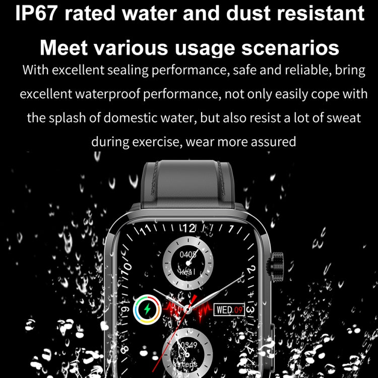 ET210 1.91 inch IPS Screen IP67 Waterproof Leather Band Smart Watch, Support Body Temperature Monitoring / ECG, ET210