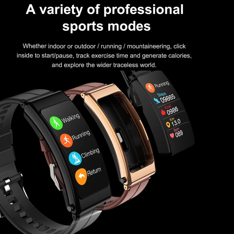 K13 1.14 inch Leather Band Earphone Detachable Smart Watch Support Bluetooth Call, Leather Band (Black), Leather Band (Brown)