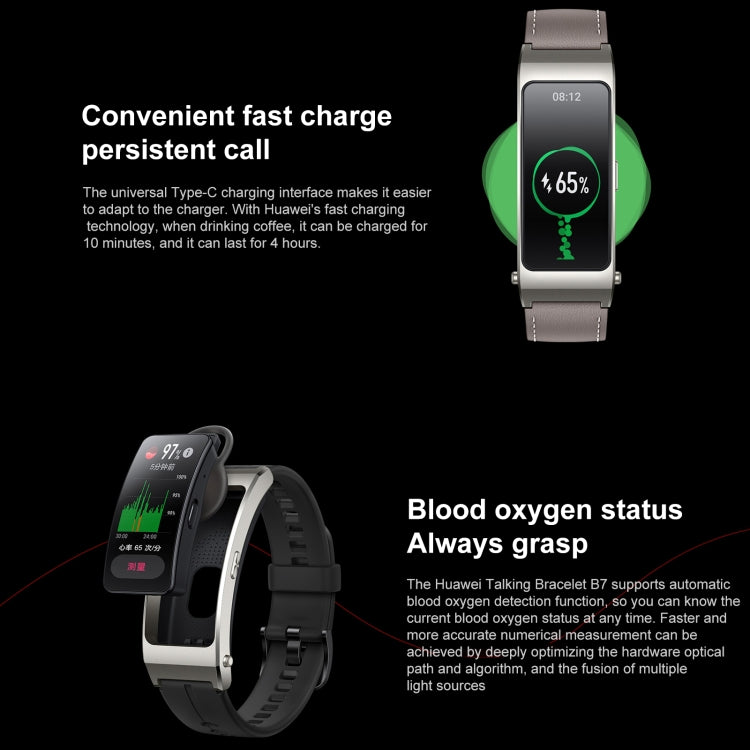 Original Huawei TalkBand B7 Smart Bracelet, 1.53 inch Screen, Support Bluetooth Call / Heart Rate / Blood Oxygen / Sleep Monitoring