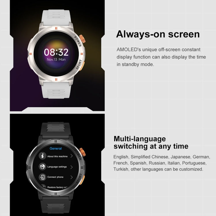 M52 1.43 inch Screen IP68 Waterproof Smart Watch, Support Bluetooth Call / Heart Rate