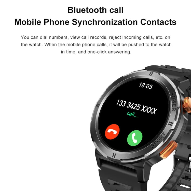 M52 1.43 inch Screen IP68 Waterproof Smart Watch, Support Bluetooth Call / Heart Rate