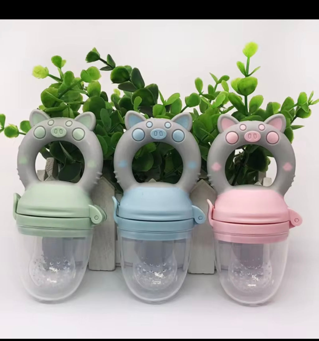 Cute Pig Newborn Baby Fresh Food Feeder Baby Food Mills Fruit Feeder Pacifier Training To Eat Fruit Grinding Stick Food Bag