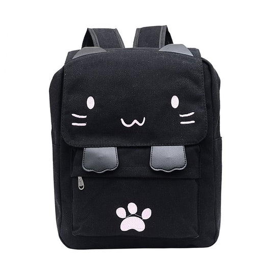Cat Shape Leisure Fashion Canvas Double Shoulders Bag Backpack, Q18817