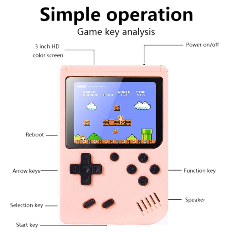 MK500 3.0 inch Macaron Mini Retro Classic Handheld Game Console for Kids Built-in 500 Games, Support AV Output, MK500 / Pink, MK500 / Green, MK500 / Grey, MK500 / Blue, MK500 / Yellow