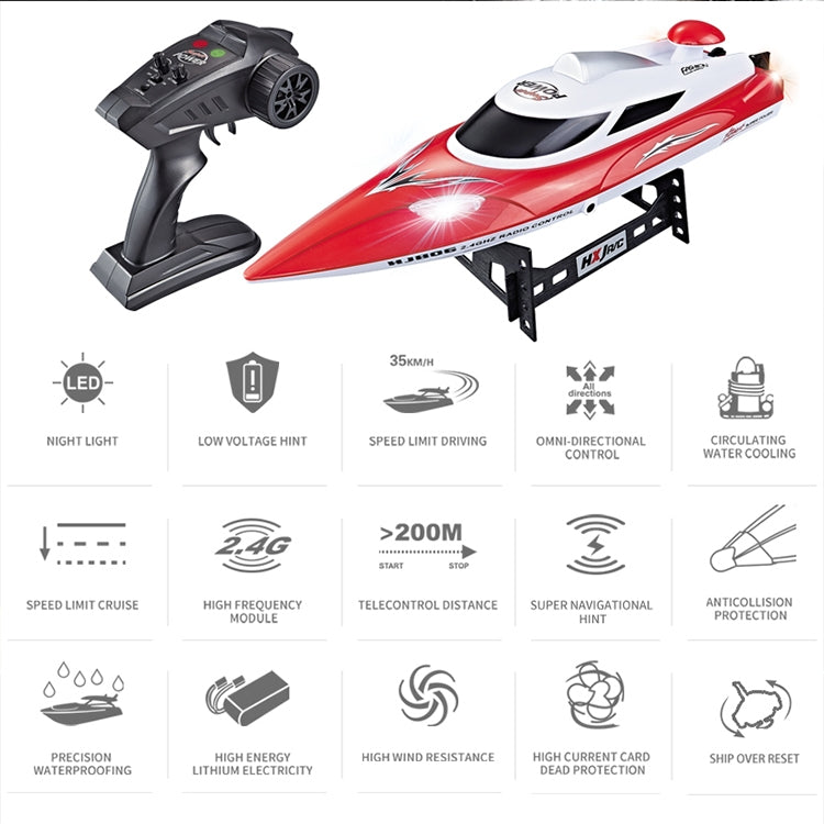 HongXunJie HJ806 2.4Ghz Water Cooling High Speed Racing Boats with Remote Controller, Auto Flip Function, 200m Control Distance