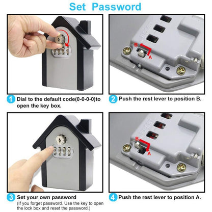 Hut Shape Password Lock Storage Box Security Box Wall Cabinet Safety Box, with 1 Key