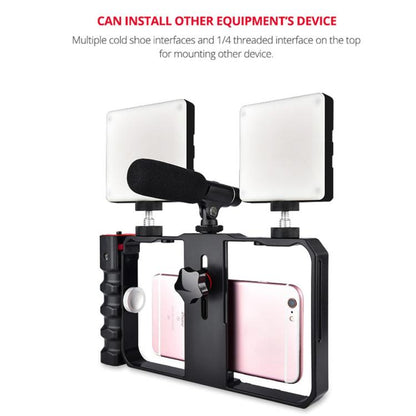 YLG0901B Vlogging Live Broadcast Smartphone Plastic Cage Video Rig Filmmaking Recording Handle Stabilizer Bracket for iPhone, Galaxy, Huawei, Xiaomi, HTC, LG, Google, and Other Smartphones, YLG0901B