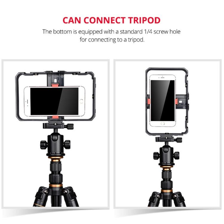 YLG0901B Vlogging Live Broadcast Smartphone Plastic Cage Video Rig Filmmaking Recording Handle Stabilizer Bracket for iPhone, Galaxy, Huawei, Xiaomi, HTC, LG, Google, and Other Smartphones, YLG0901B